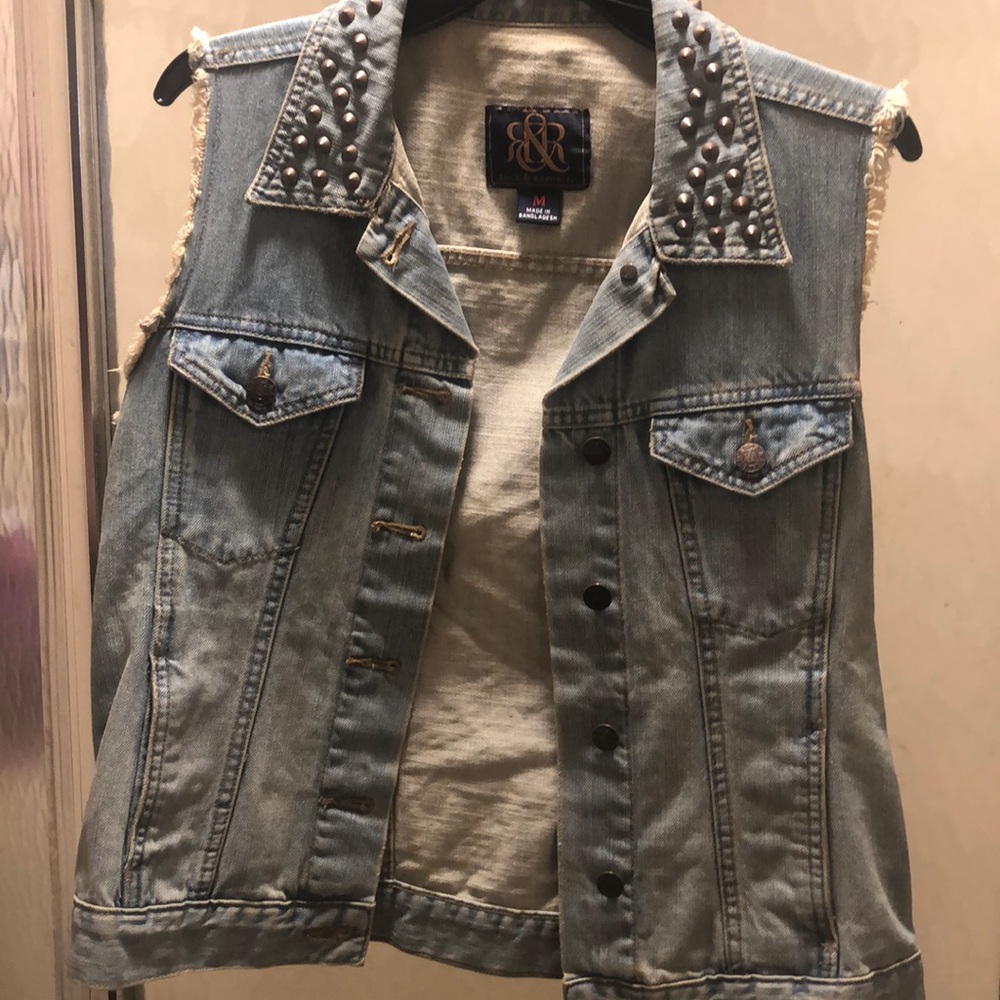 Rock and Republic Denim Vest with metal collar